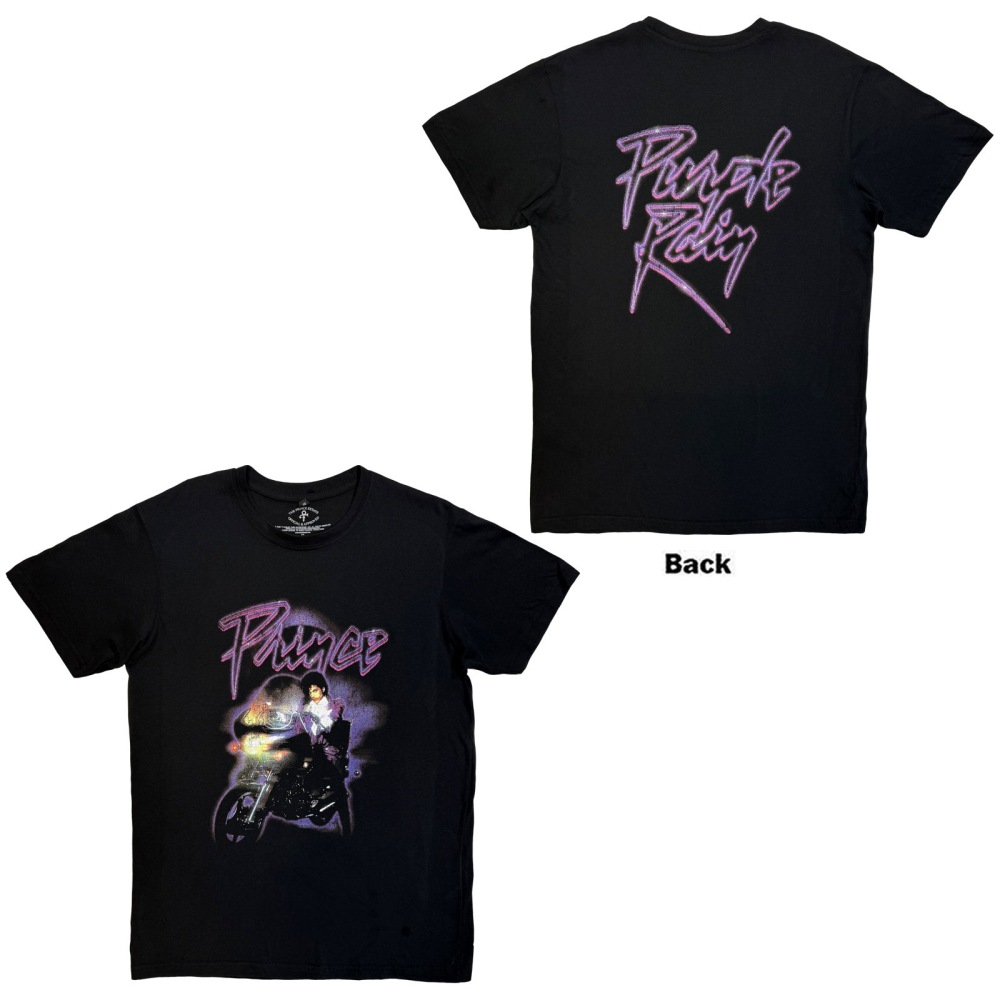 Prince - Purple Rain Logo Outline Mens Tshirt - Black